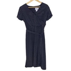 D.J. Summers Vintage Dress Women 10 Petite Black White Polka Dot Flared *